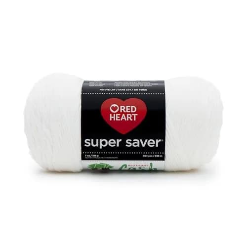 Red Heart Super Saver Yarn for Crocheting & Knitting, White, Single | Medium Worsted Acrylic Yarn for Beginners & Experts thumbnail 1