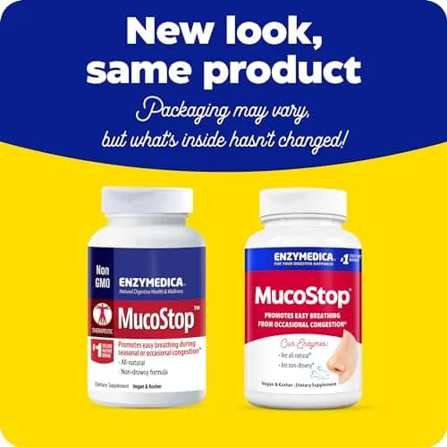 Enzymedica MucoStop Caps - Helps Clear Mucus - 48 Capsules | Natural Enzyme Support for Sinus & Respiratory Comfort thumbnail 9