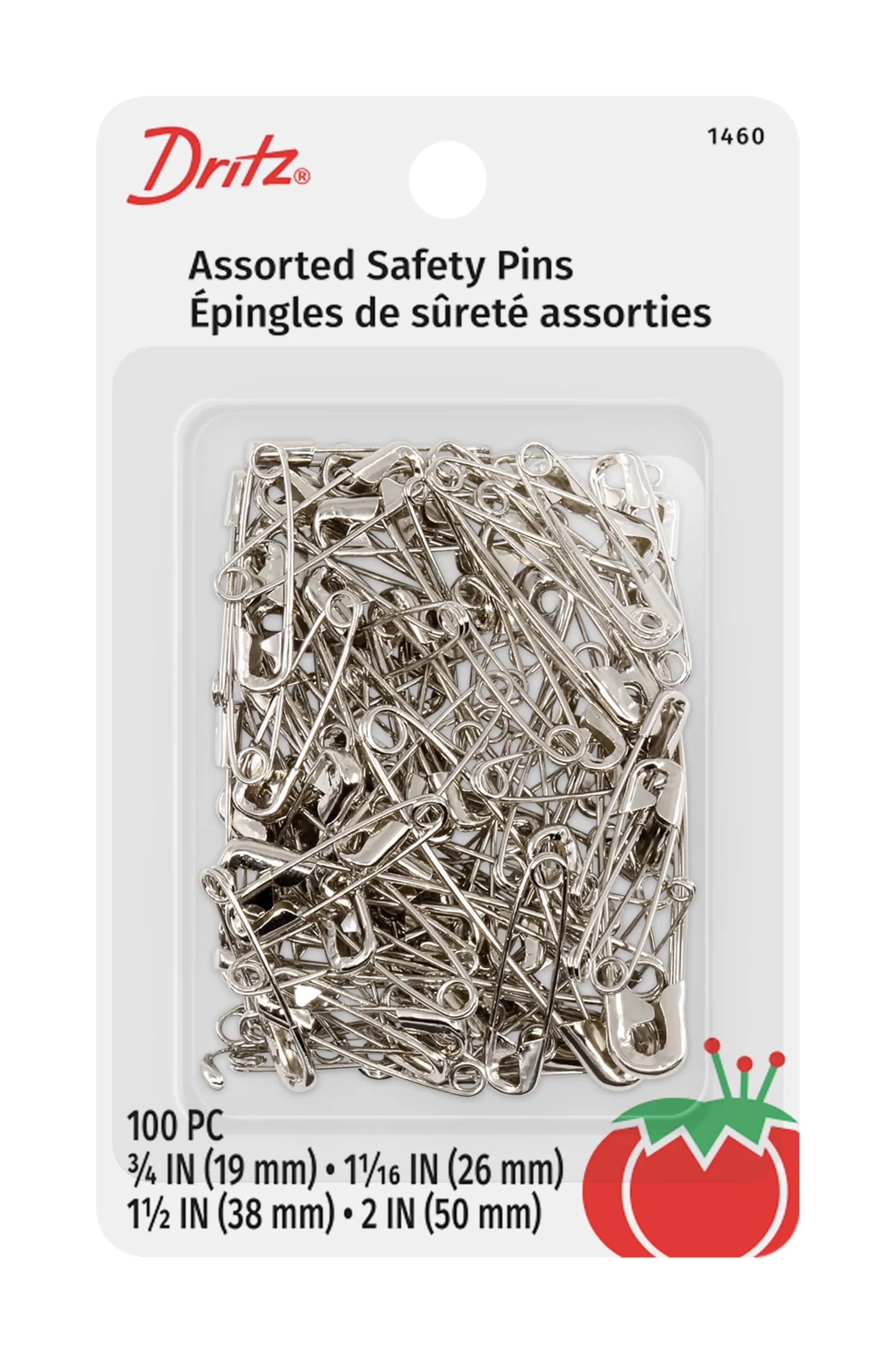 Dritz Safety Pins Nickel Plated Steel Assorted Sizes | Household & Craft Use - main product image