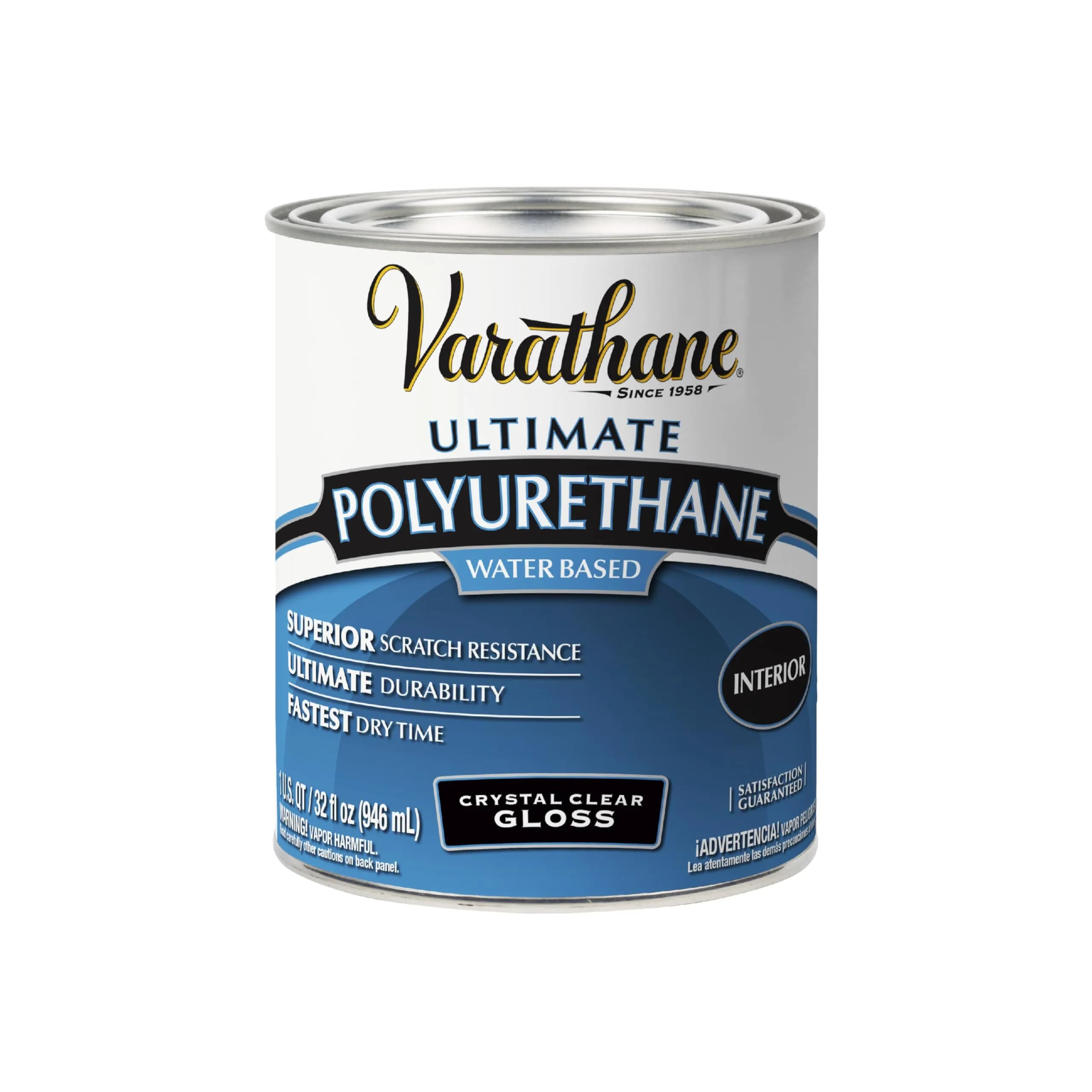 Varathane Water-Based Ultimate Gloss Polyurethane | Interior Wood Finish, Fast Dry, Scratch & Stain Resistant, 1 Quart - main product image