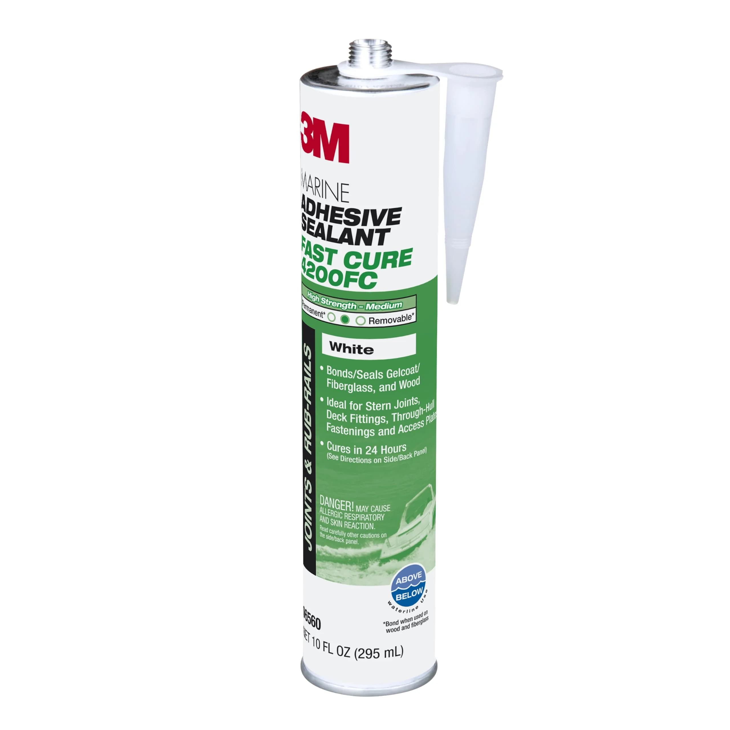 3M Marine Adhesive Sealant Fast Cure 4200FC, White, 295 mL (10 fl oz) | Bonds Above & Below Waterline — Black / 12.8 fl oz