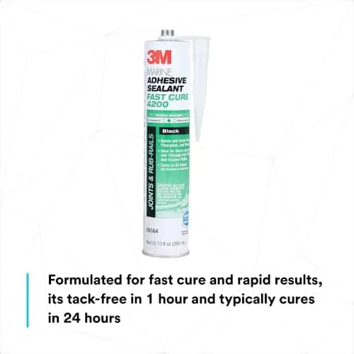 3M Marine Adhesive Sealant Fast Cure 4200FC Black 375ml (12.8 Fl Oz) | Bonds Wood, Fiberglass, Metal Above & Below Water thumbnail 5
