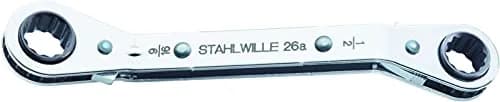 Stahlwille 3/8" x 7/16" Ratchet Ring Spanner | Reversible Bi-Hexagon Angled Tool thumbnail 1