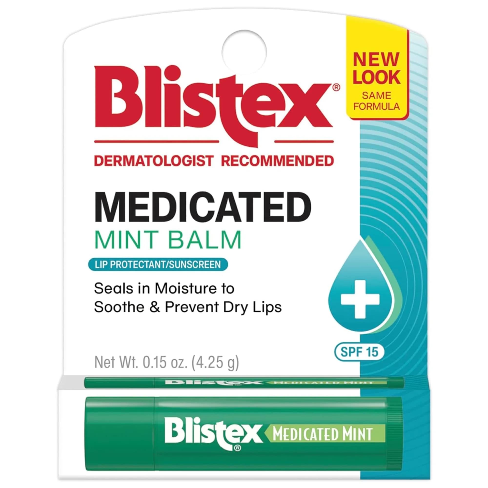 Blistex Medicated Mint Lip Balm SPF 15, 0.15 oz (3 Count) | Dermatologist Recommended for Dry & Chapped Lips — Mint / (0.15 Ounce)
