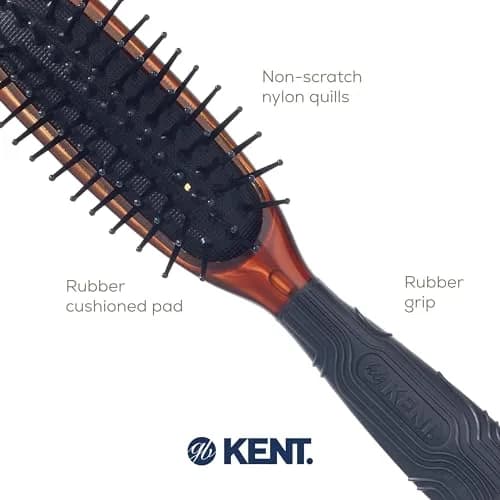 Kent Minihog Detangler Brush Tortoiseshell | Anti Static Hair Brush with Rounded Nylon Bristles for All Hair Types, Travel Brush with Ergonomic Grip thumbnail 5