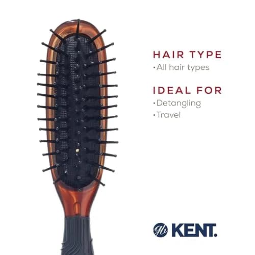 Kent Minihog Detangler Brush Tortoiseshell | Anti Static Hair Brush with Rounded Nylon Bristles for All Hair Types, Travel Brush with Ergonomic Grip thumbnail 6