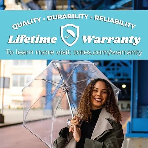 totes Signature Clear Bubble Umbrella 51" Arc | Auto Open Windproof Stick Umbrella thumbnail 6