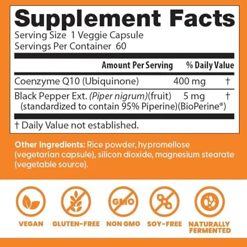 Doctor's Best High Absorption CoQ10 400mg Veggie Caps 60 Count (240mg) thumbnail 2