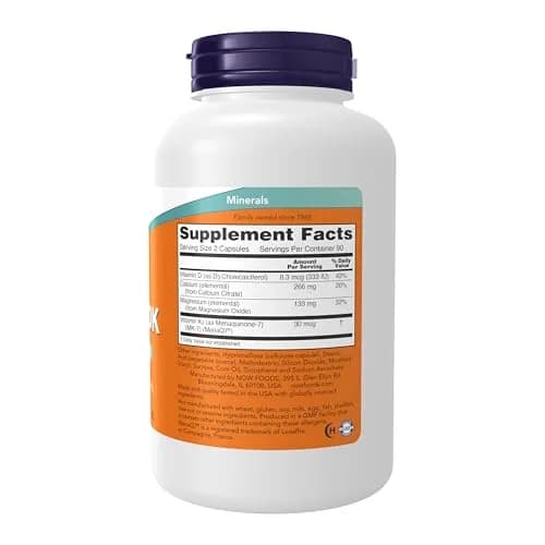 NOW Supplements Cal-Mag DK with Vitamins D3 & K2, 180 Caps | Bone Support with Calcium & Magnesium thumbnail 2