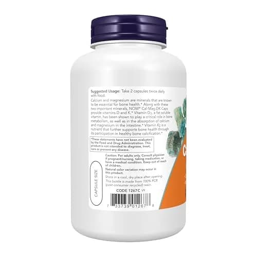 NOW Supplements Cal-Mag DK with Vitamins D3 & K2, 180 Caps | Bone Support with Calcium & Magnesium thumbnail 3