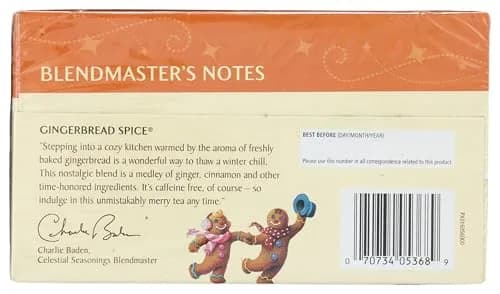 Celestial Seasonings Holiday Herbal Tea Gingerbread Spice 20 Count | Naturally Caffeine Free & Kosher thumbnail 2