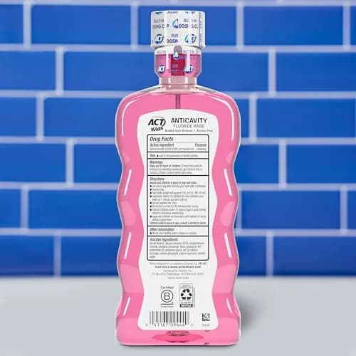 ACT Kids Anti-Cavity Fluoride Rinse, Bubble Gum Blowout, 479ml (16.9 Fl Oz) | Maximum Strength Fluoride thumbnail 2