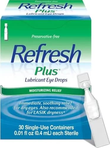 Refresh Plus Lubricant Eye Drops Preservative-Free Artificial Tears 0.4 mL (0.01 Fl Oz) 30 Single-Use Vials | Medication thumbnail 1