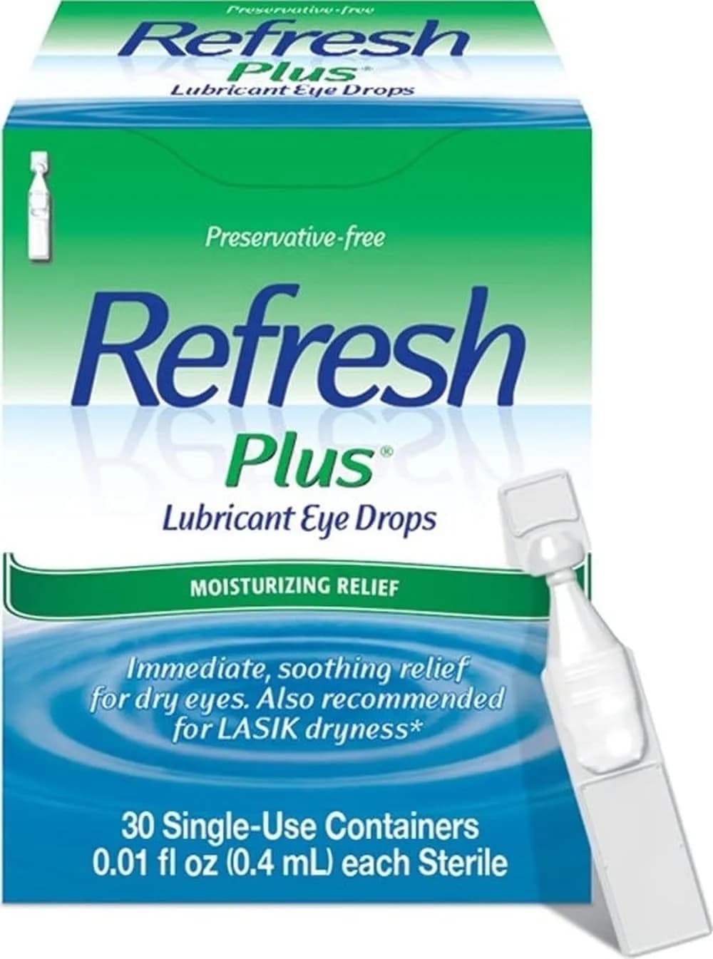 Refresh Plus Lubricant Eye Drops Preservative-Free Artificial Tears 0.4 mL (0.01 Fl Oz) 30 Single-Use Vials | Medication