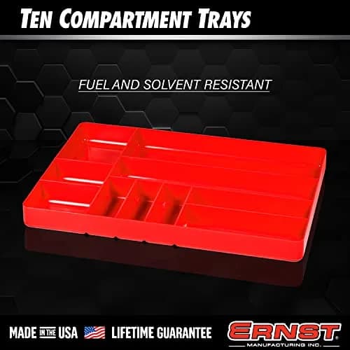 Ernst Manufacturing 10 Compartment Drawer Organizer Tray 27.9cm (11 in) x 40.3cm (16 in) x 3.8cm (1.5 in) | Stackable Red Plastic Tool Storage thumbnail 2