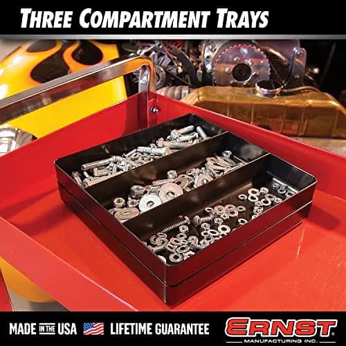 Ernst Manufacturing All Purpose Toolbox and Desk Tray: Stackable Organization Tray with 3 Compartments, 26.7cm x 26.7cm x 3.9cm | Fits Shallow Drawers thumbnail 3