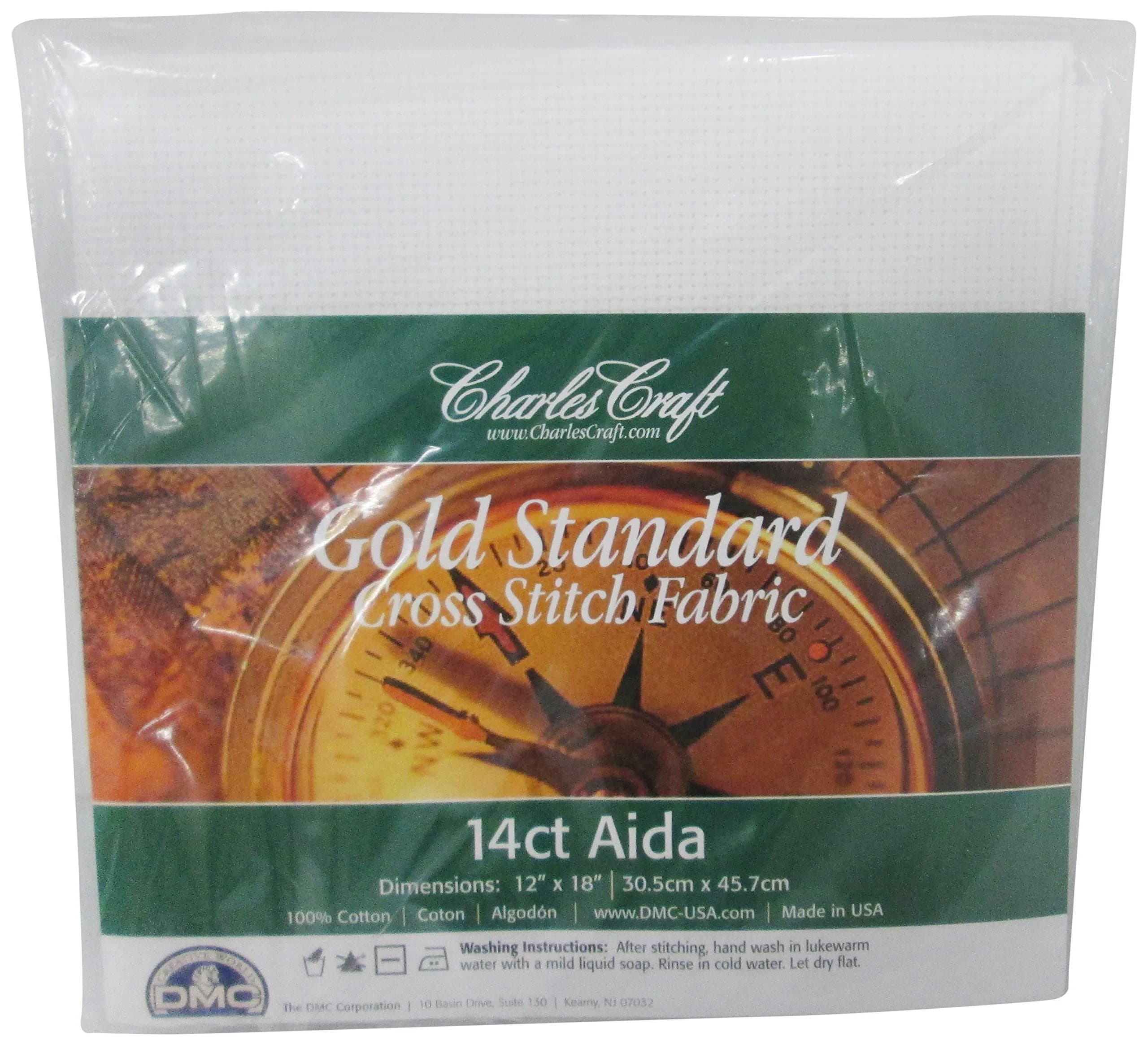 DMC Charles Craft Gold Standard Aida 14 Count 12"X18" | Heavy Cotton Cross-Stitch Fabric (70-120c) - main product image
