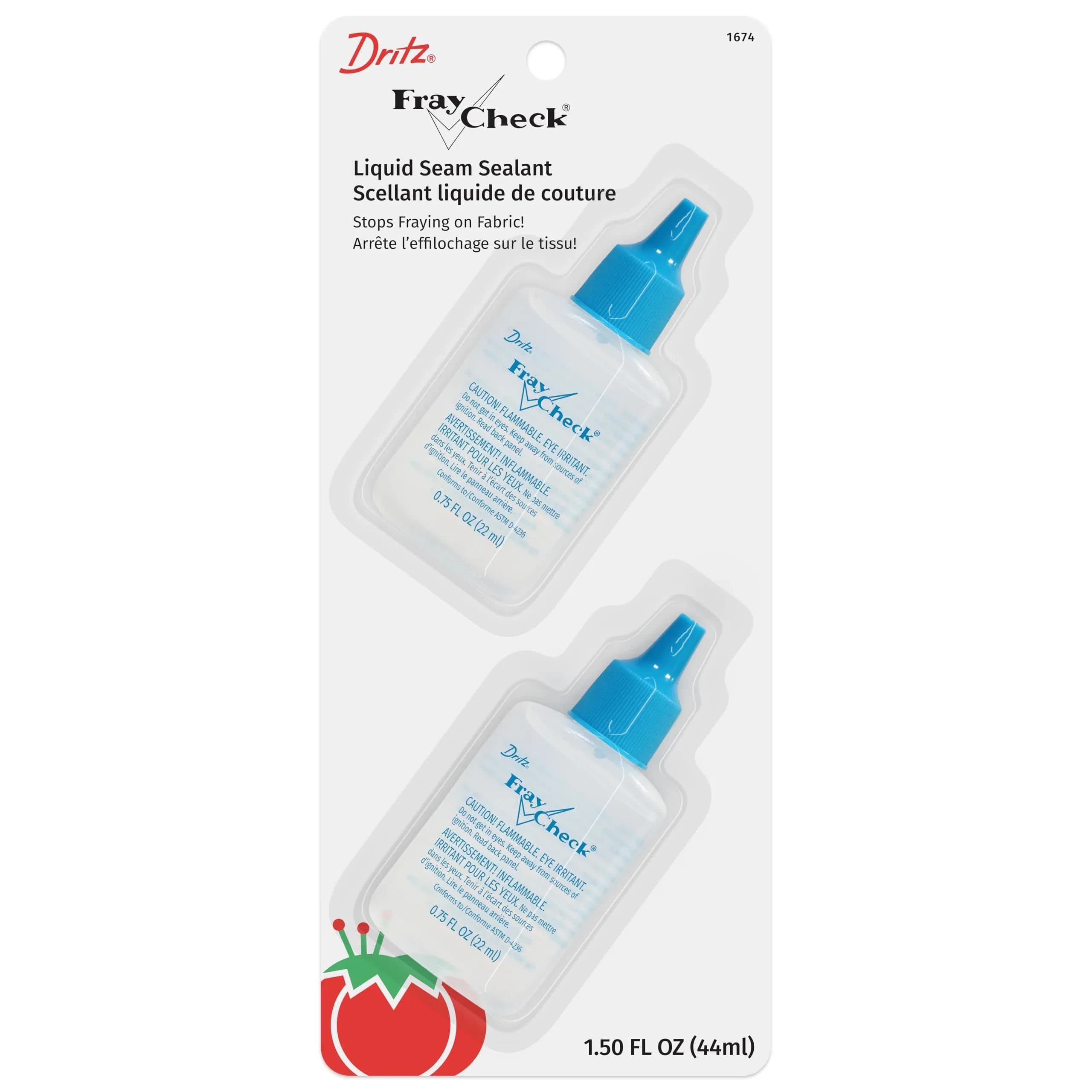 Dritz Fray Check Liquid Seam Sealant 1.5 fl oz (2 x 0.75 fl oz Bottles) | Prevents Fabric Fraying & Secures Threads - main product image