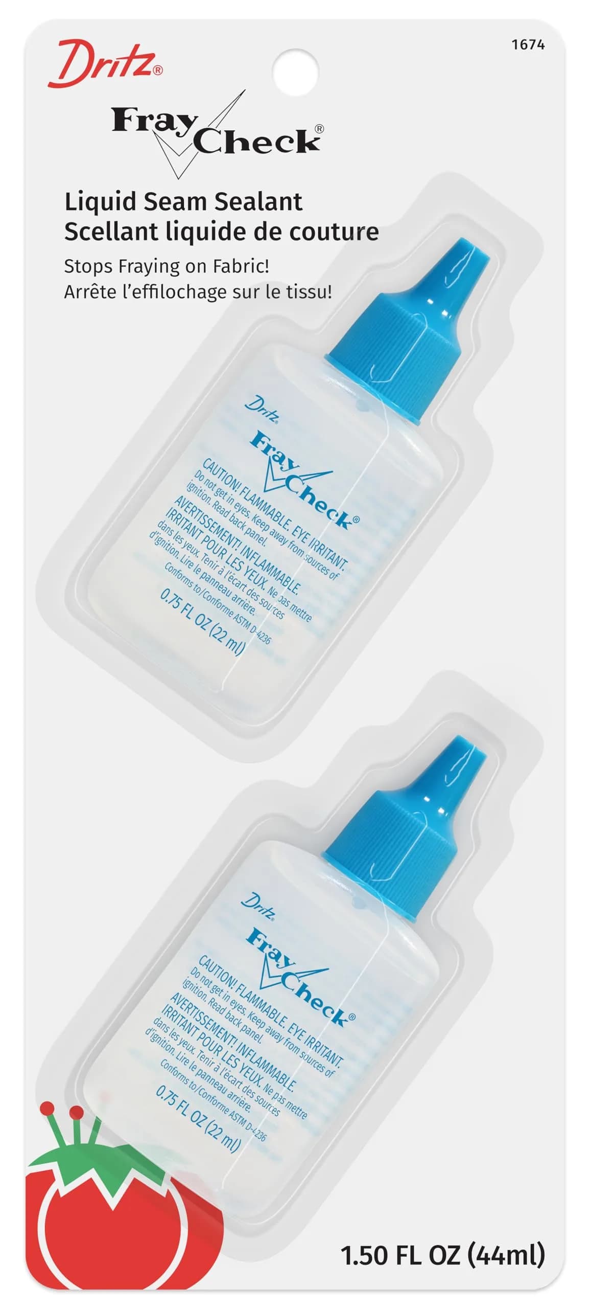 Dritz Fray Check Liquid Seam Sealant 1.5 fl oz (2 x 0.75 fl oz Bottles) | Prevents Fabric Fraying & Secures Threads — 0.75 Fluid Ounce Each