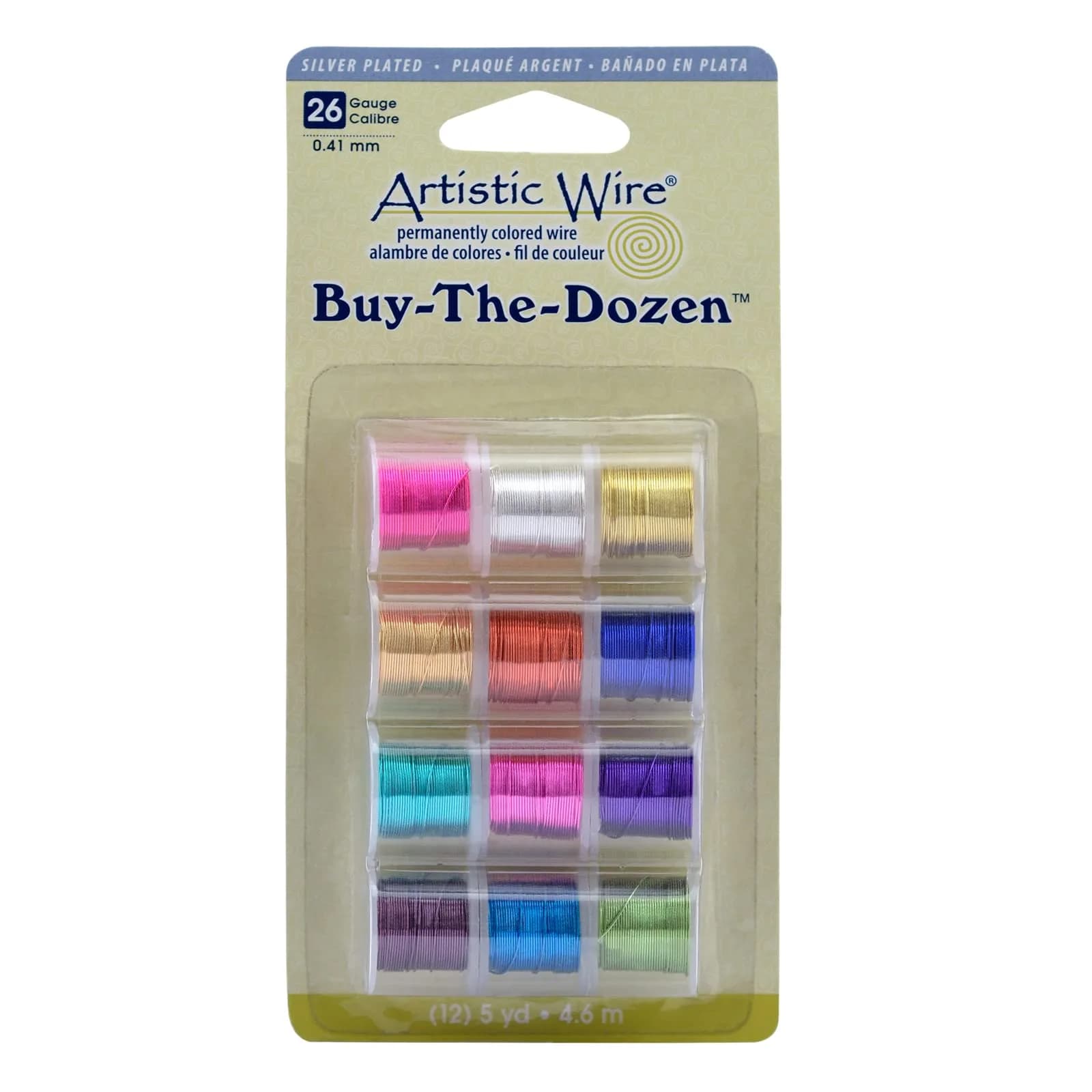 Artistic Wire 26 Gauge Colored Copper Craft Wire, 5 yd Spools (12-Pack, Assorted Colors) | Tarnish Resistant, Dead Soft — Assorted Colors (Silver Plated)
