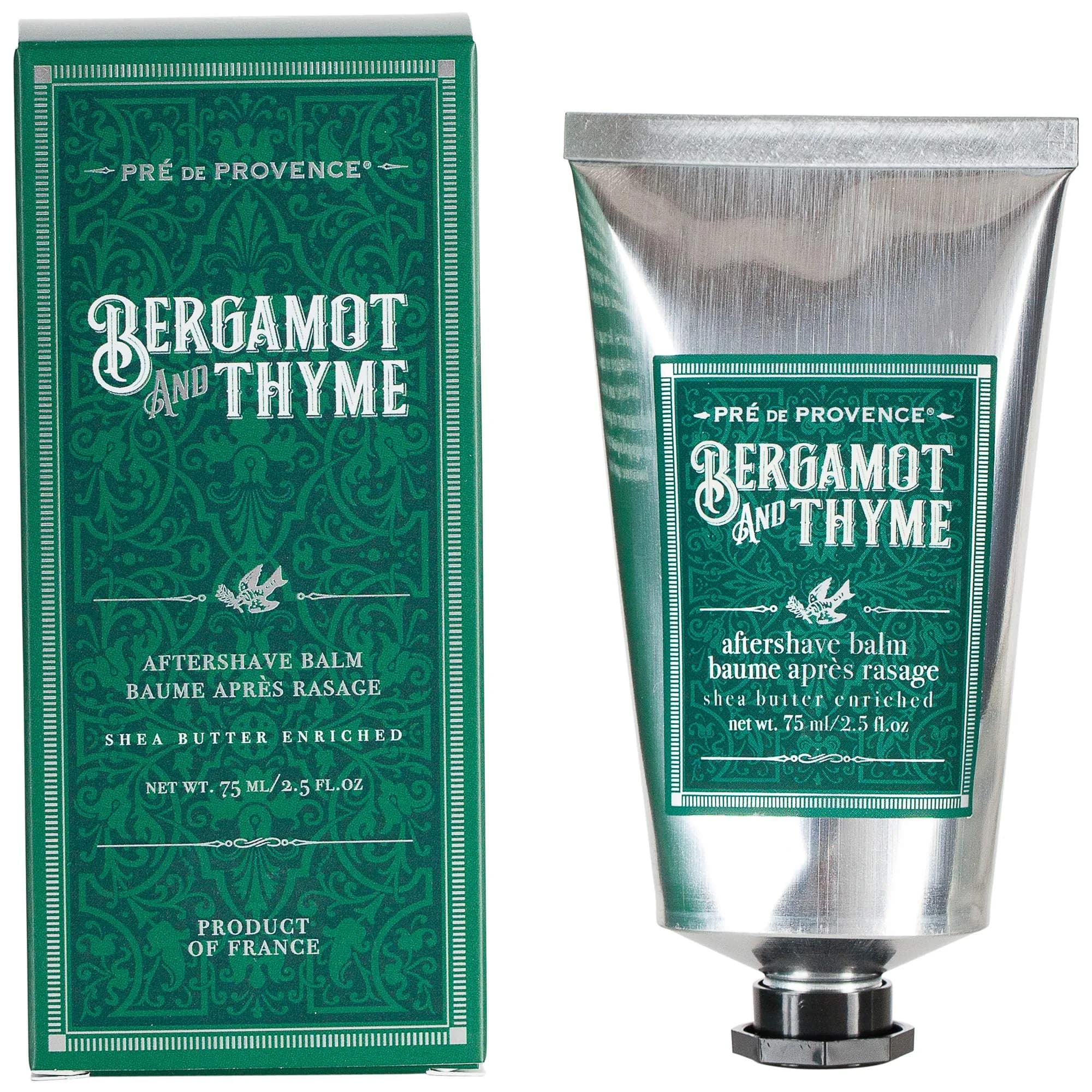 Pre de Provence Shea Butter Enriched Men's After Shave Balm Bergamot & Thyme 75ml (2.5 Ounce) | Soothes and Hydrates Post-Shave — Bergamot & Thyme