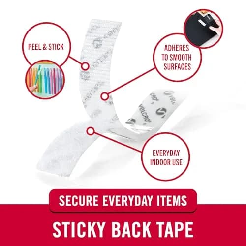 VELCRO Brand Sticky Back Strips White 3.5 in x 0.75 in (4 Count) | Strong Adhesive Hook and Loop Fasteners for Organization thumbnail 2