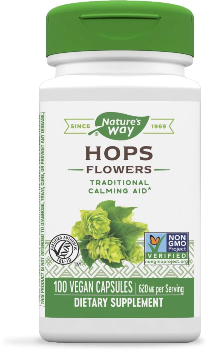 Nature's Way Hops Flowers 620 mg | Traditional Calming Herbal Supplement for Restlessness, Vegan & Gluten Free — Hops Flowers