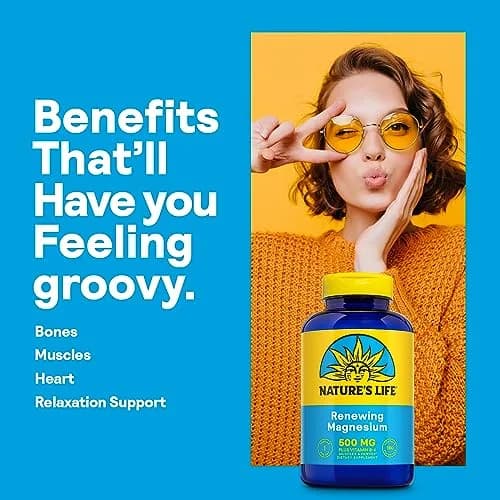 Nature's Life Magnesium 500 mg + Vitamin B-6 | Supports Muscles & Nerves, Lab Verified, 180 VegCaps thumbnail 3