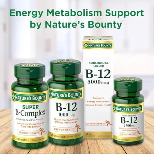 Nature's Bounty Vitamin B-12 500 mcg Microlozenges, 200 Count (Pack of 1) | Energy Metabolism & Nervous System Health thumbnail 5
