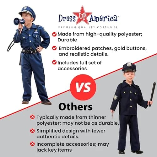 Dress Up America Police Costume for Kids – Cop Uniform Set with Accessories (Toddler 4) thumbnail 7