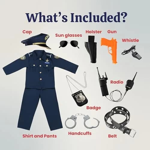 Dress Up America Police Costume for Kids – Cop Uniform Set with Accessories (Toddler 4) thumbnail 2