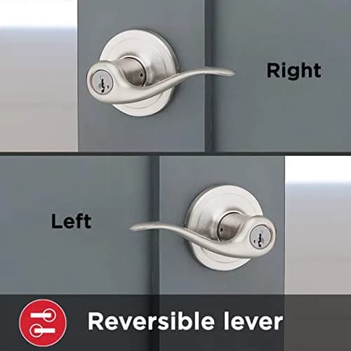 Kwikset Tustin Entry Door Handle with Lock and Key, Satin Nickel Lever | BHMA Grade 2 Certified thumbnail 5