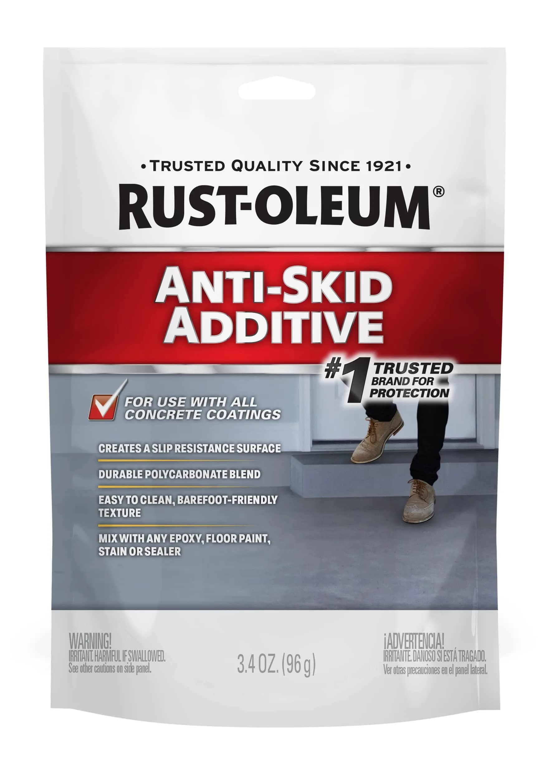 Rust-Oleum Anti-Skid Additive for Paint & Stains, Aluminum Oxide Formula, 13.6 oz (Pack of 2) | Adds Slip Resistance to Concrete, Wood, Metal, Fiberglass — Clear