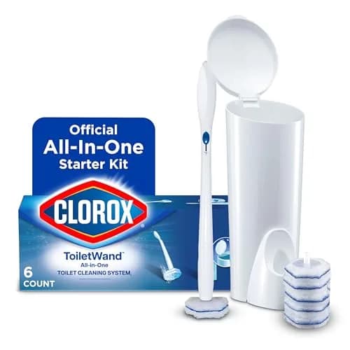 Clorox Toilet Wand Disposable Toilet Cleaning Kit with Caddy & 6 Refills | Kills 99.9% of Germs & Viruses thumbnail 1