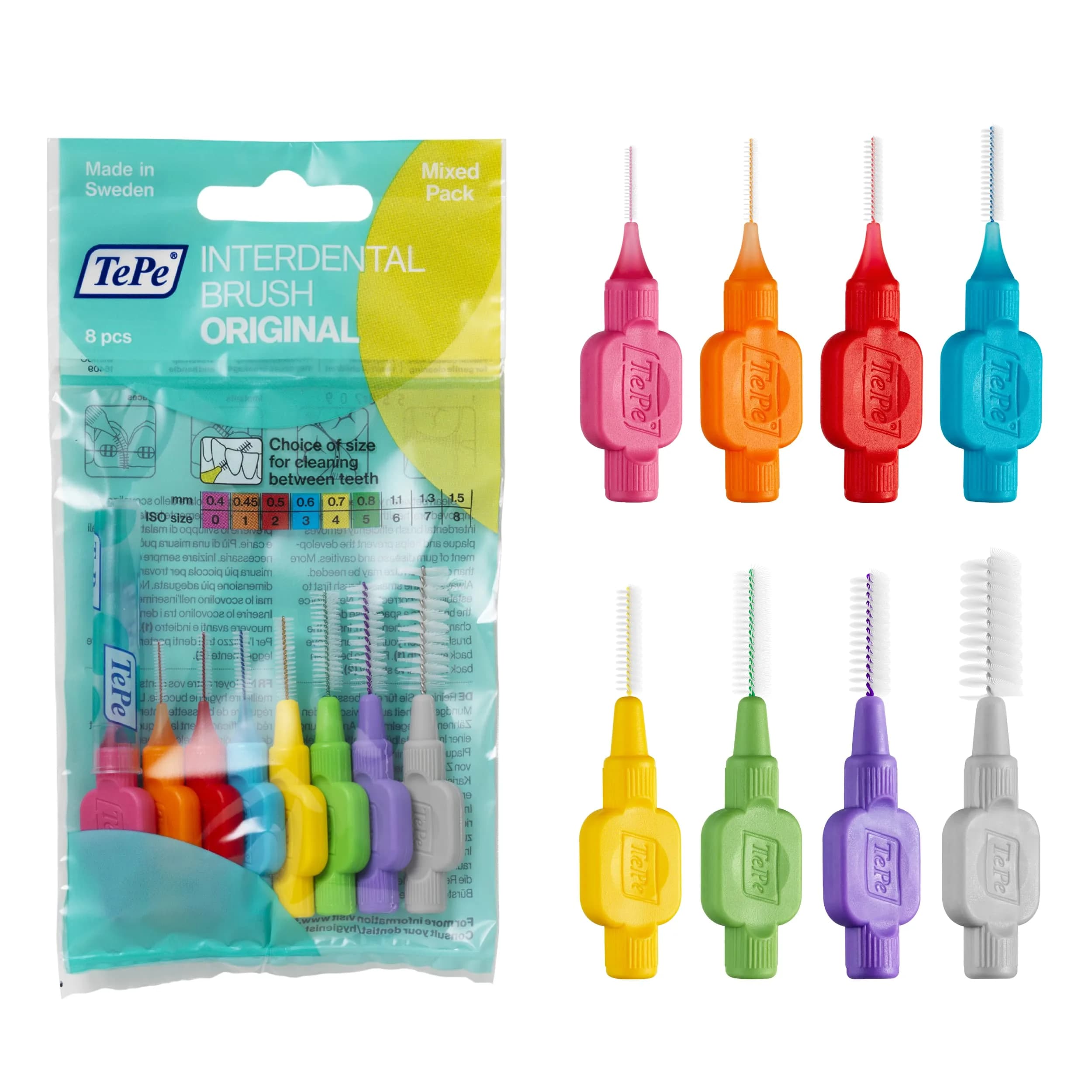 TePe Interdental Brush Original Mixed Pack 8 Brushes | Dentist-Designed for Deep Cleaning - main product image