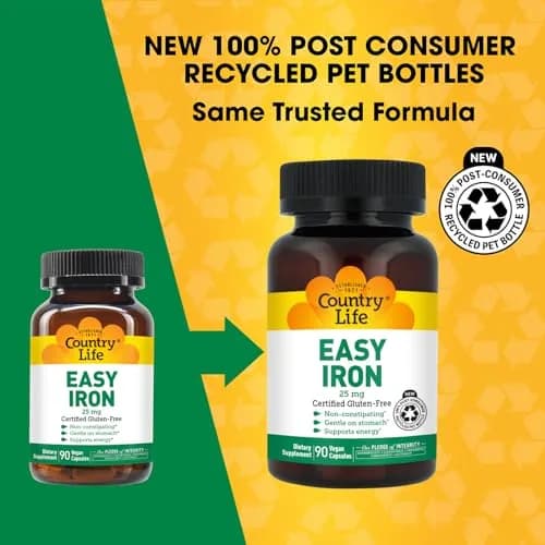 Country Life Easy Iron 25 mg with Ferrochel, 90 Capsules | Gentle, Vegan Iron Supplement for Energy & Blood Support thumbnail 5