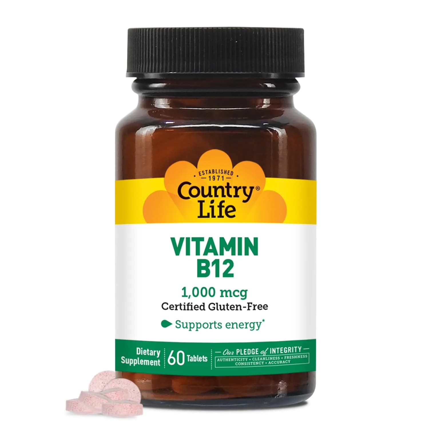 Country Life Vitamin B12 1,000 mcg | Vegan Energy Support, 60 Tablets - main product image