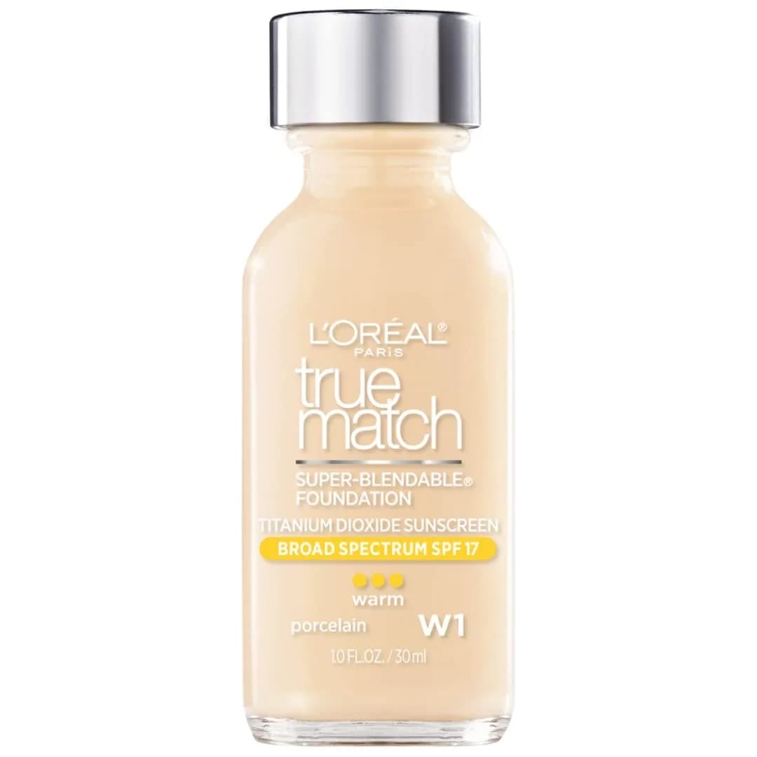 L'Oreal Paris True Match Super-Blendable Liquid Foundation, True Beige N5, 30ml (1 Fl Oz) | Natural Finish, SPF 19 — W1 PORCELAIN