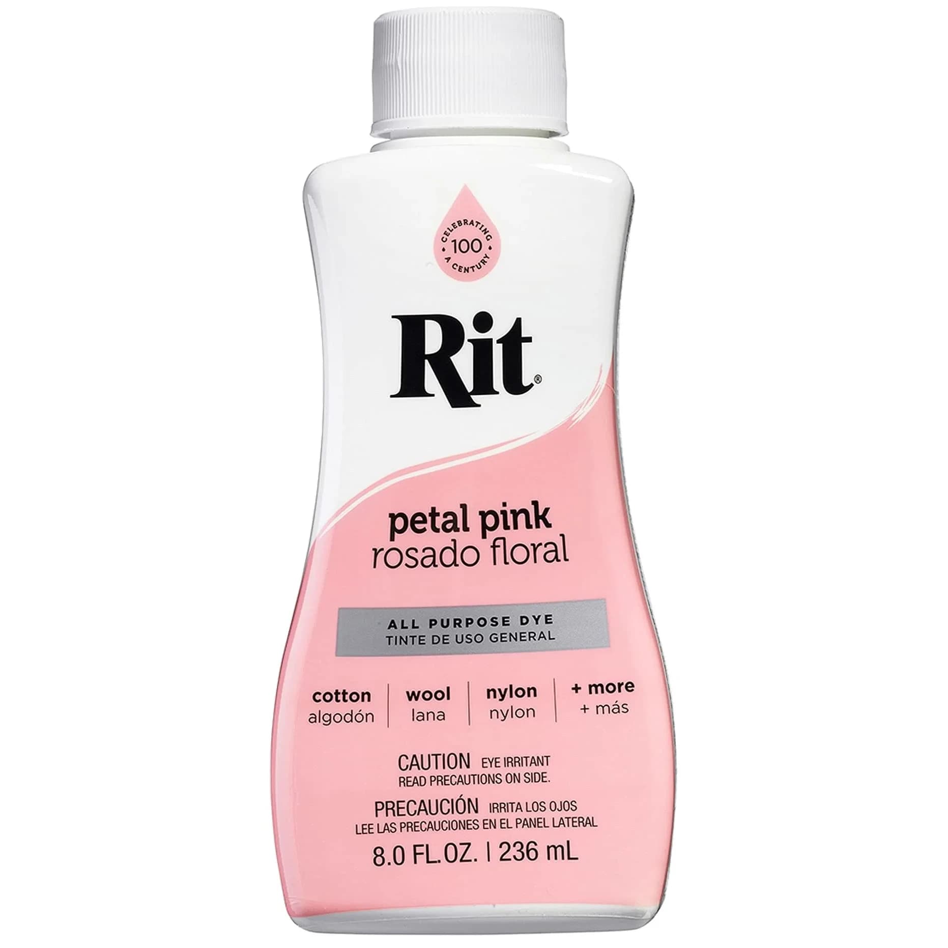 Rit All-Purpose Liquid Dye, Denim Blue 236ml (8 Fl Oz) | Vibrant Color for Natural Fabrics — Petal Pink