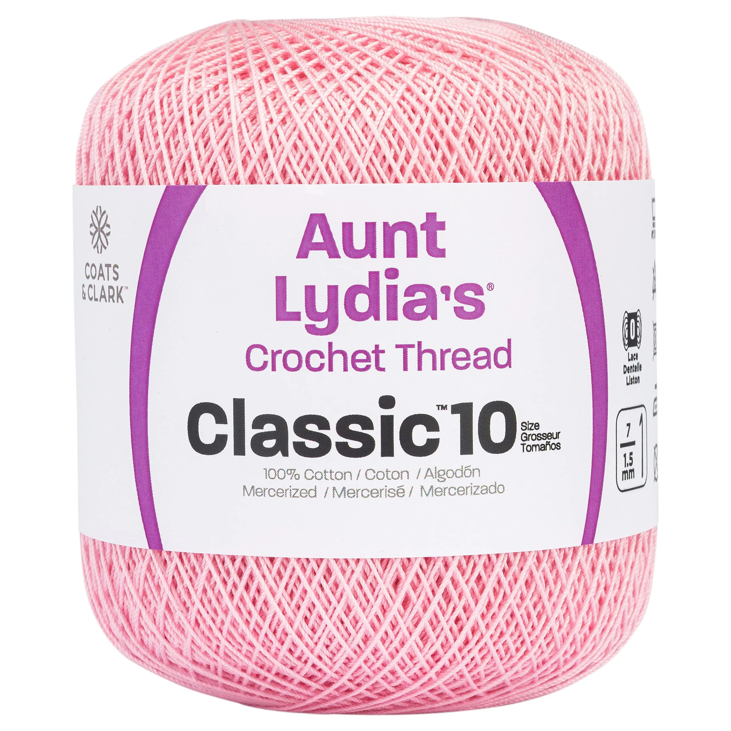 Aunt Lydia's Crochet Cotton Classic Size 10 Thread 350yd (320m) Fudge Brown | High Luster Mercerized Cotton for Projects — Orchid Pink