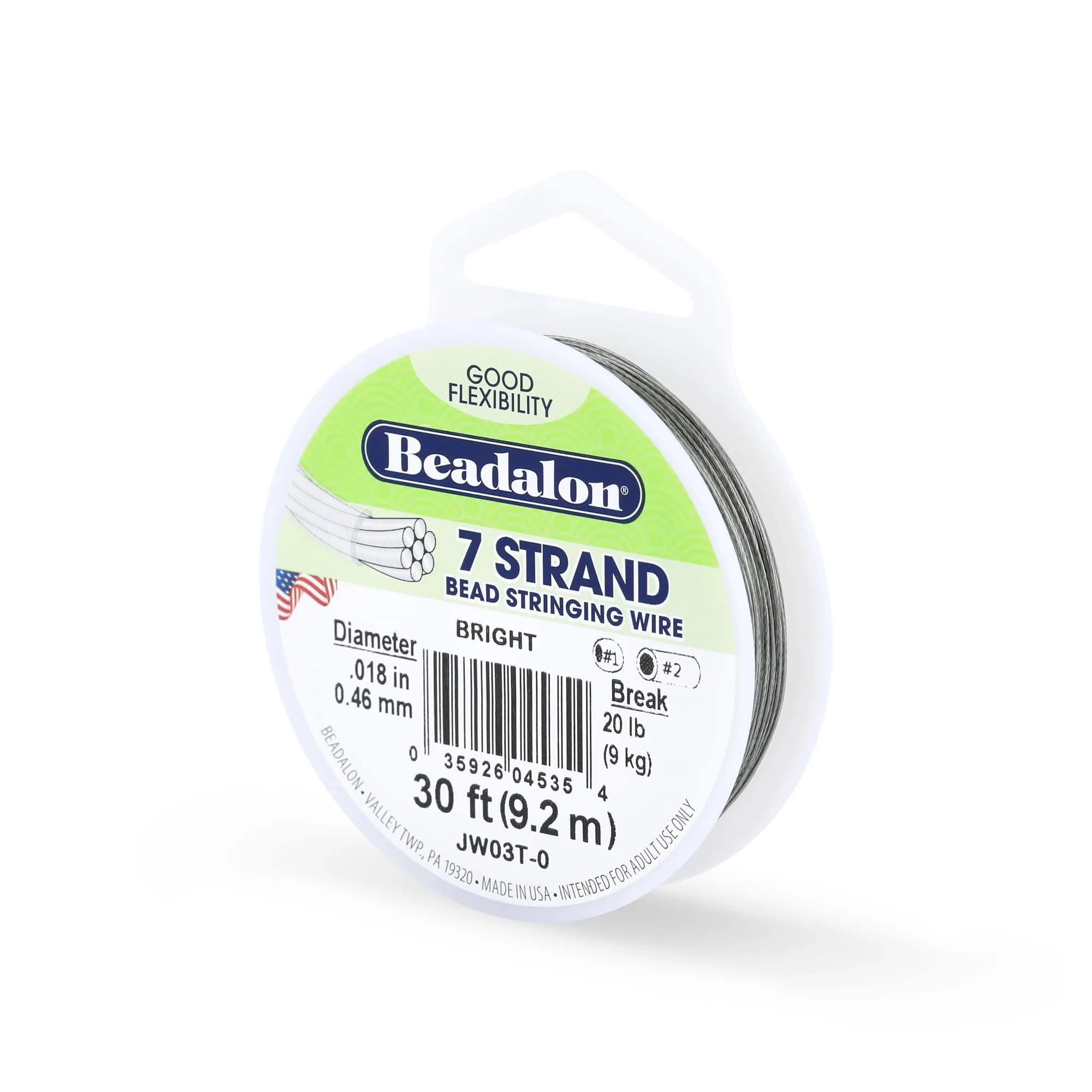 Beadalon 7-Strand Stainless Steel Beading Wire 0.46 mm (0.018 in) Silver | USA-Sourced for Durable Jewelry Making