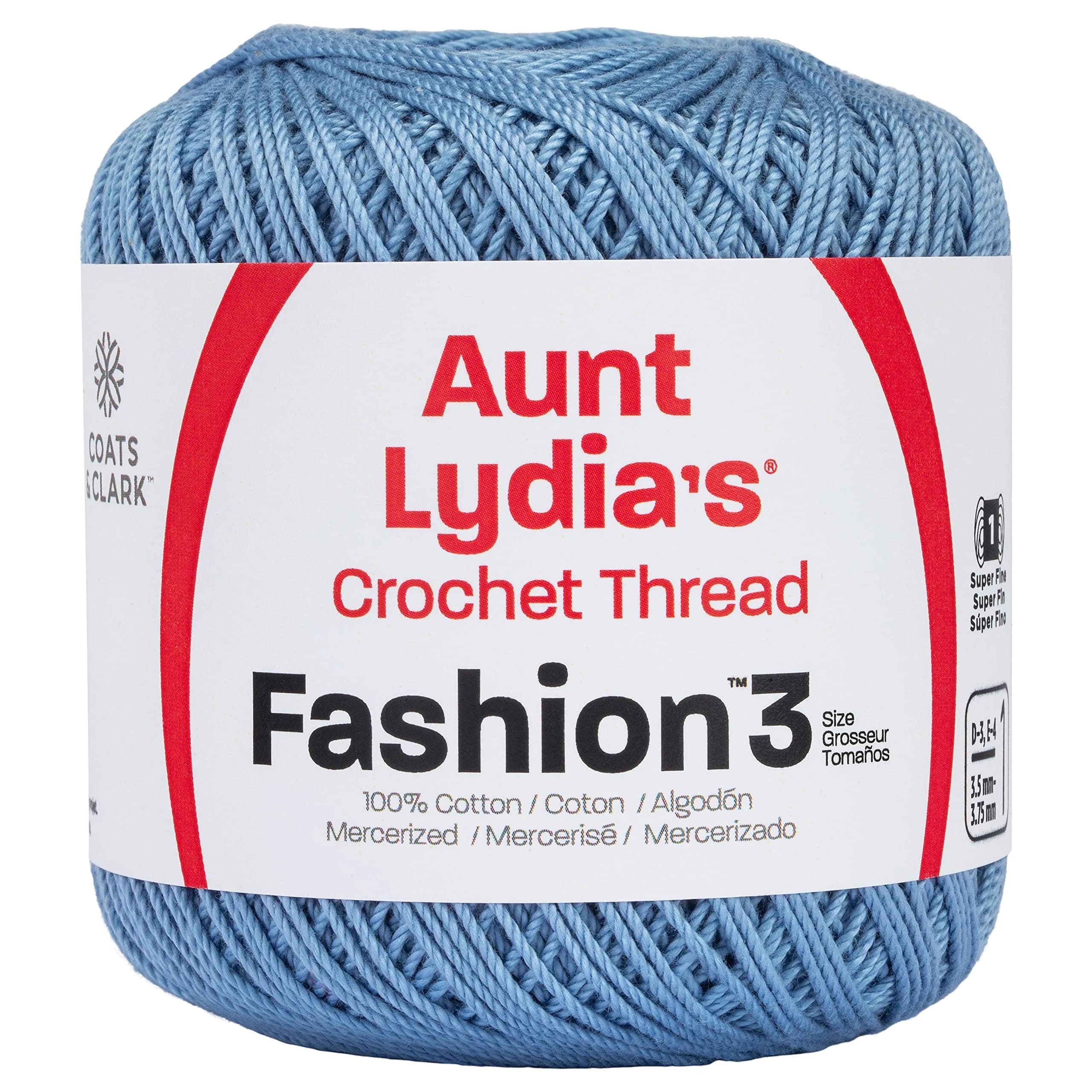 Red Heart Aunt Lydia's Fashion Crochet Cotton Size 3 | Soft Mercerized Cotton Yarn for Crochet & Fashion Accessories — Warm Blue