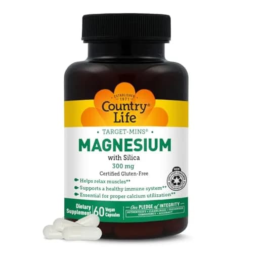 Country Life Target-Mins Magnesium with Silica 300mg Capsules (60 Count) | Essential Mineral for Nervous System & Bone Health thumbnail 1