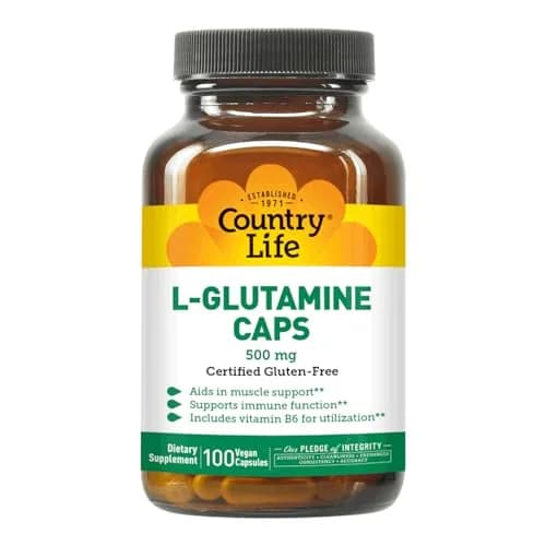 Country Life L-Glutamine 500 mg with B6 | Supports Muscle Recovery & Endurance (100 Capsules) thumbnail 1