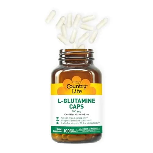 Country Life L-Glutamine 500 mg with B6 | Supports Muscle Recovery & Endurance (100 Capsules) thumbnail 6