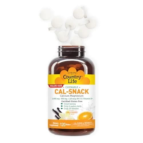 Country Life Cal-Snack Calcium Magnesium Wafers, Vanilla Orange, 120 Count | Easy-to-Chew Supplement with Vitamin D3 for Bone & Muscle Support thumbnail 3