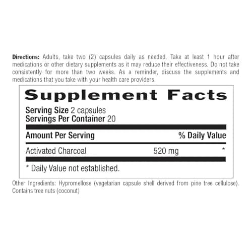 Country Life Coconut Activated Charcoal 260 mg | Vegan Capsules for Digestive Health Support thumbnail 5