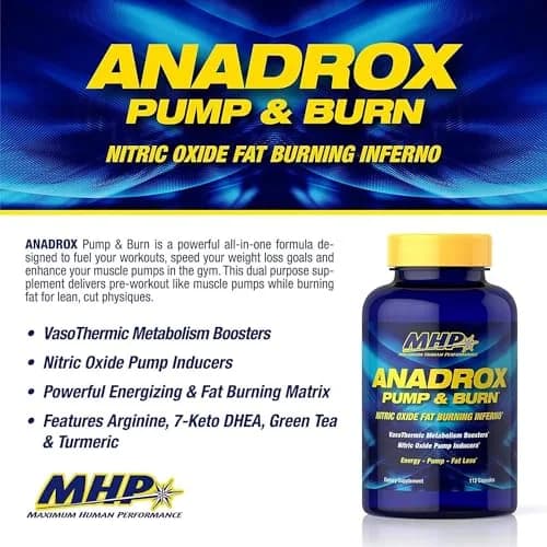 Maximum Human Performance MHP Anadrox Pump & Burn 112 capsules | Nitric Oxide Fat Burner for Energy & Metabolism thumbnail 3