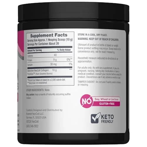 NeoCell Grassfed Collagen Peptides Powder Unflavored 200g (7 oz) | Supports Skin, Hair, Nails & Joints thumbnail 2