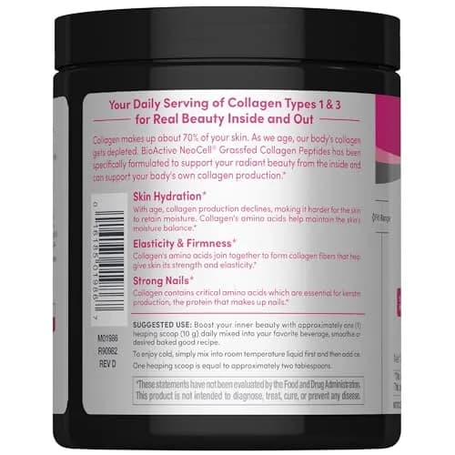 NeoCell Grassfed Collagen Peptides Powder Unflavored 200g (7 oz) | Supports Skin, Hair, Nails & Joints thumbnail 3